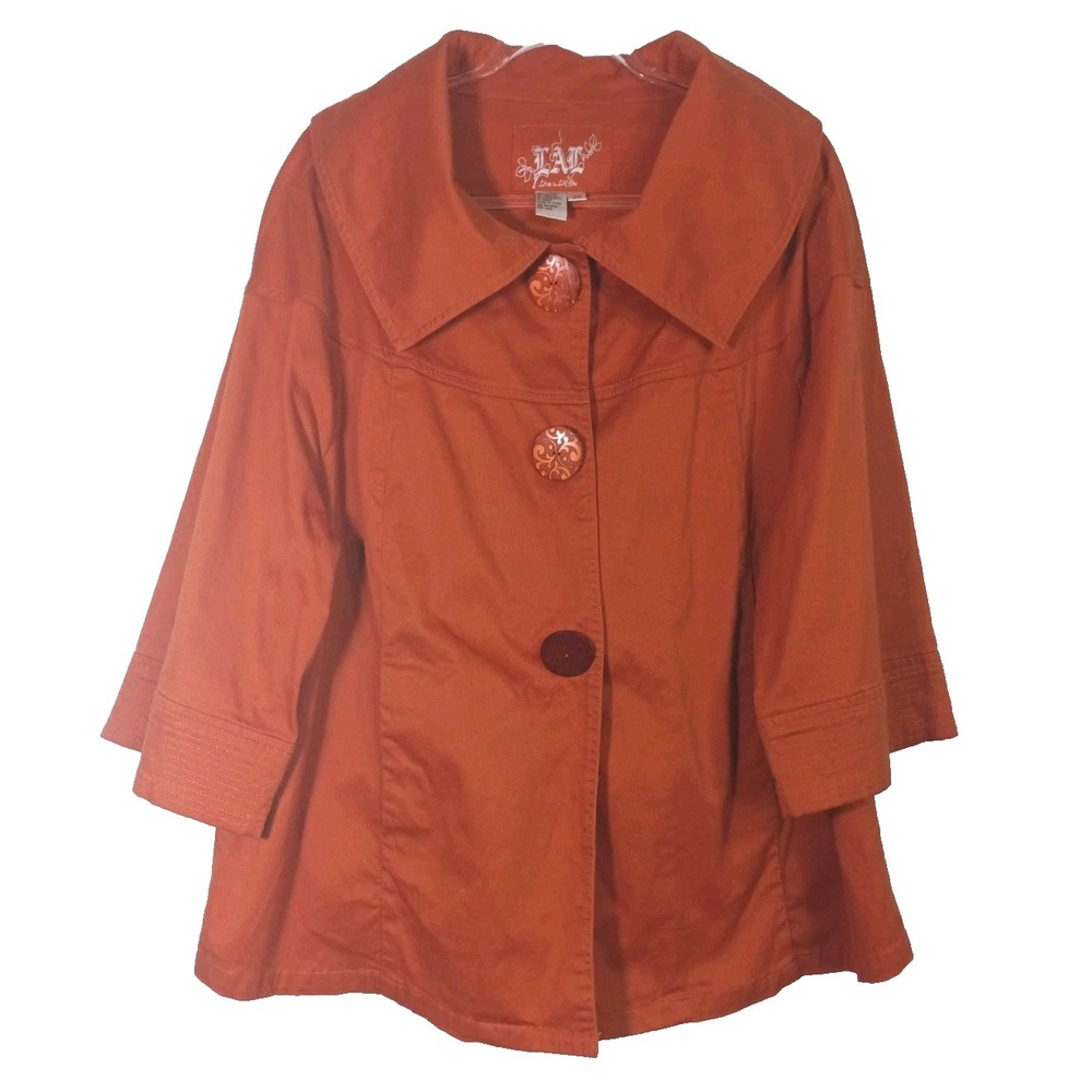 Live A Little Coat Jacket Women's Size XL Rusty Collared Short Sleeves